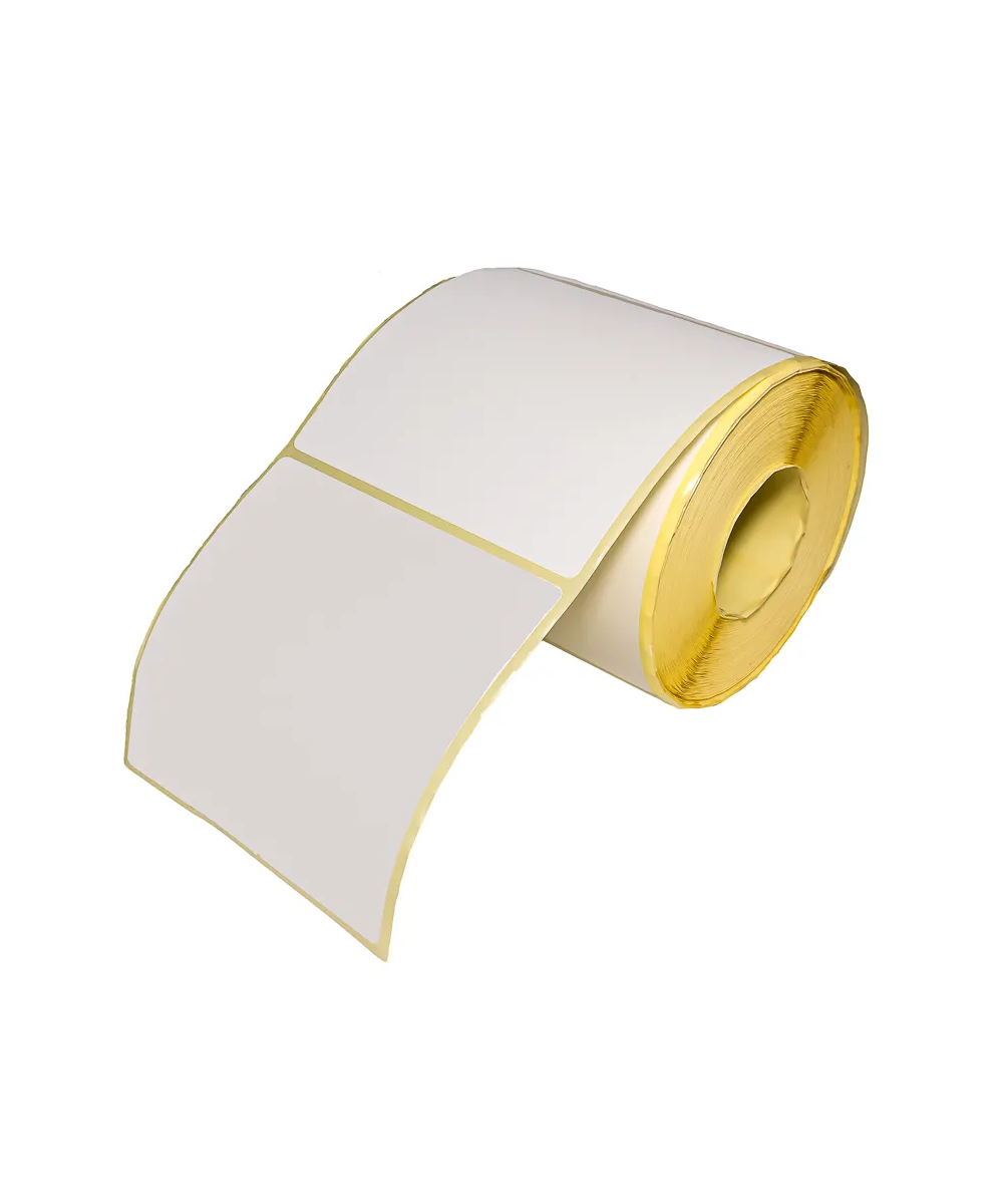 Blank White Thermal Eco Labels, 100mm x 100mm, Hotmelt Adhesive, 500 Labels per Roll