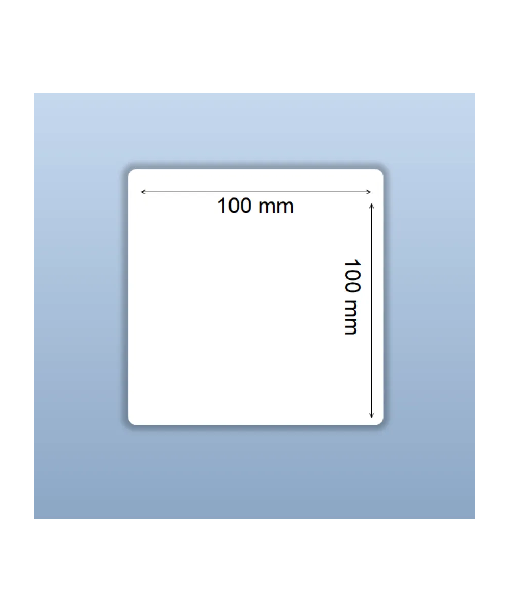 Blank White Thermal Eco Labels, 100mm x 100mm, Hotmelt Adhesive, 500 Labels per Roll