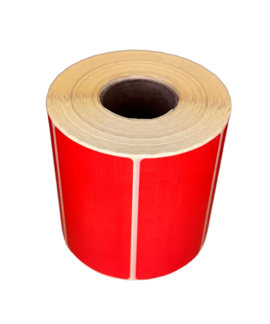 Blank Red Thermal Economy Labels - 100mm x 50mm, 1-Up, Core 40mm, 1000 per Roll (Hotmelt Adhesive)