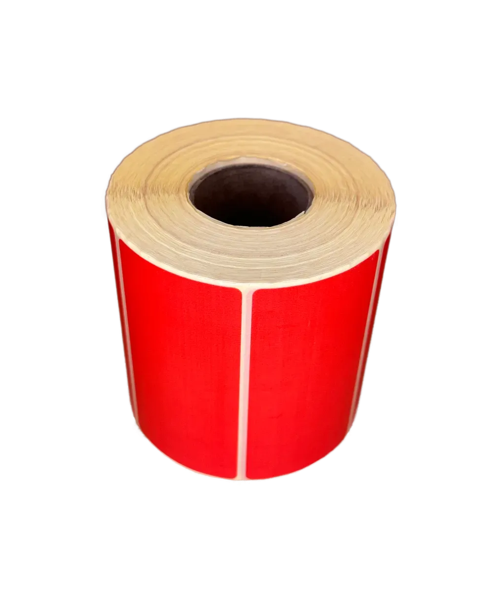 Blank Red Thermal Economy Labels - 100mm x 50mm, 1-Up, Core 40mm, 1000 per Roll (Hotmelt Adhesive)