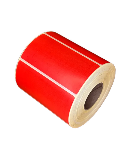 Blank Red Thermal Economy Labels - 100mm x 50mm, 1-Up, Core 40mm, 1000 per Roll (Hotmelt Adhesive)