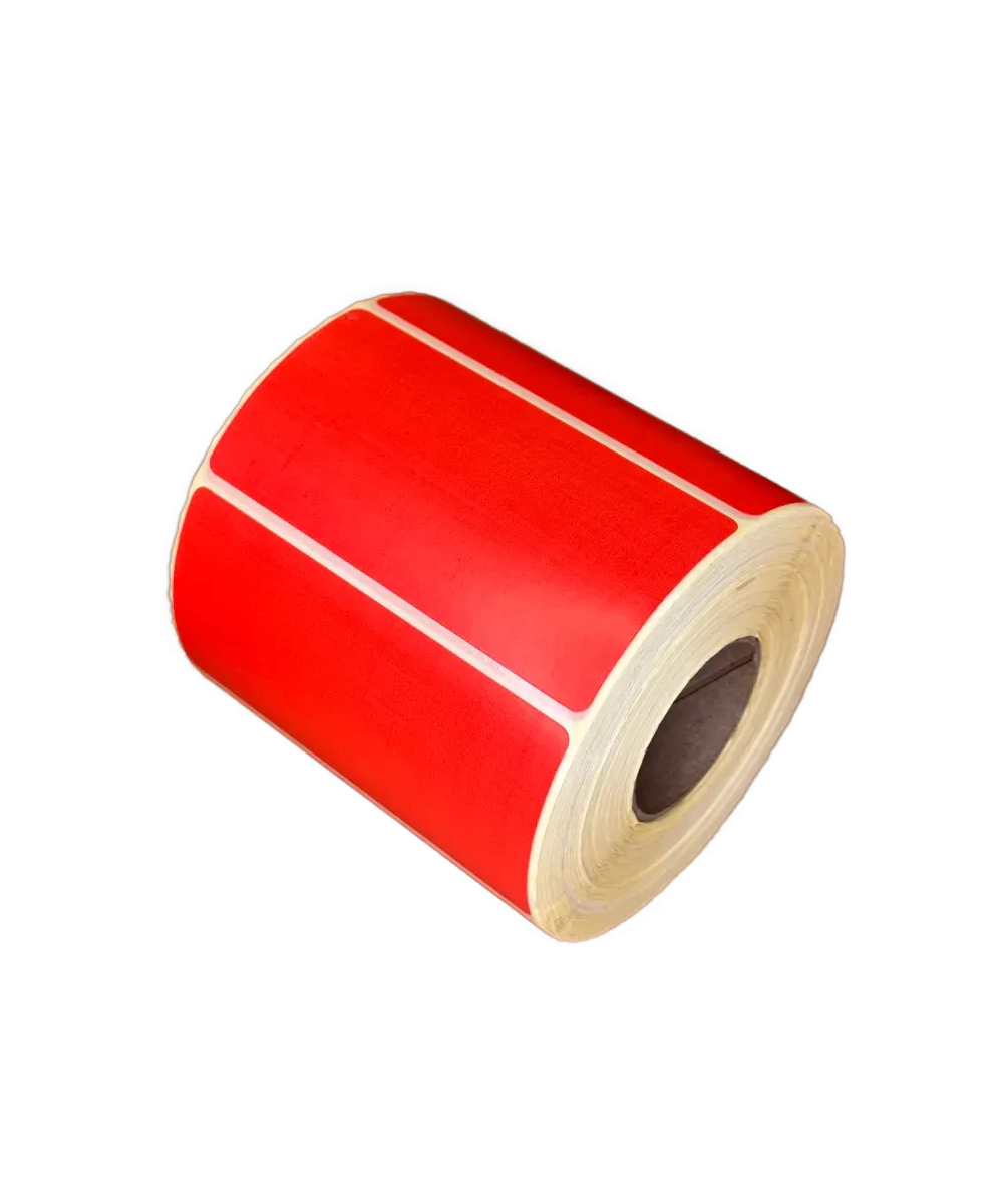 Blank Red Thermal Economy Labels - 100mm x 50mm, 1-Up, Core 40mm, 1000 per Roll (Hotmelt Adhesive)
