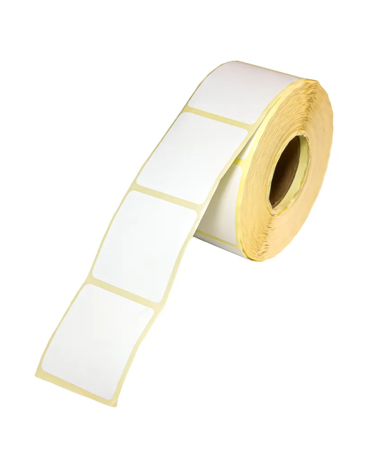 Blank White Semi-Gloss Labels, 40mm x 46mm, Hotmelt Adhesive, 1000 Labels per Roll
