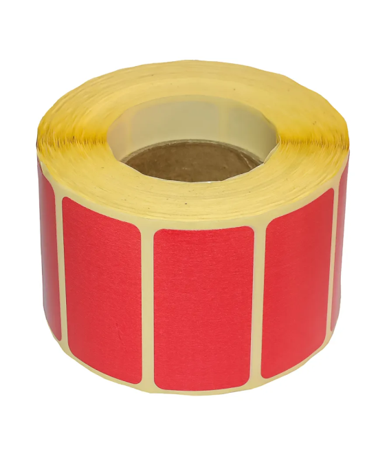 Blank Red Semi-Gloss Labels, 75mm x 28mm, Hotmelt Adhesive, 1000 Labels per Roll