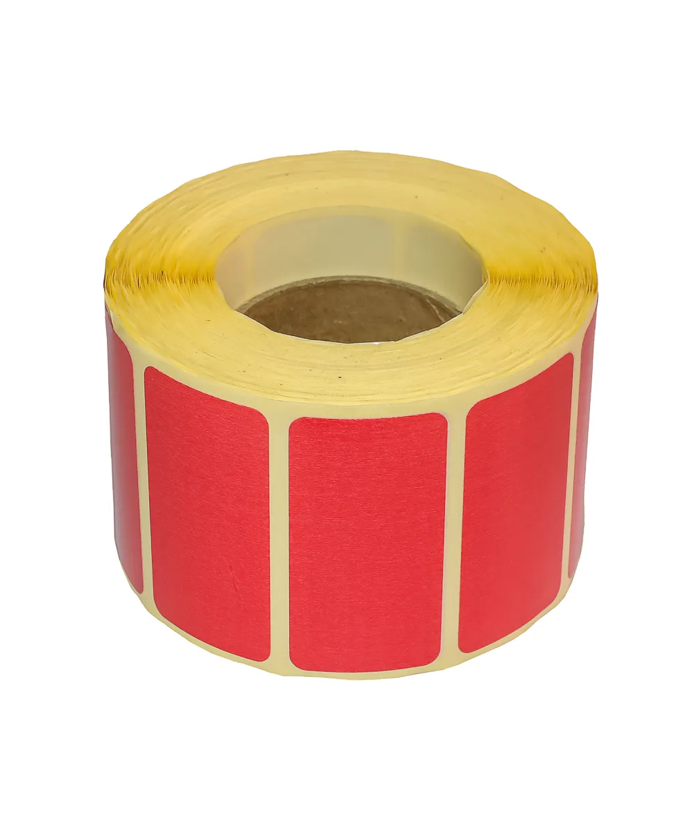 Blank Red Semi-Gloss Labels, 75mm x 28mm, Hotmelt Adhesive, 1000 Labels per Roll
