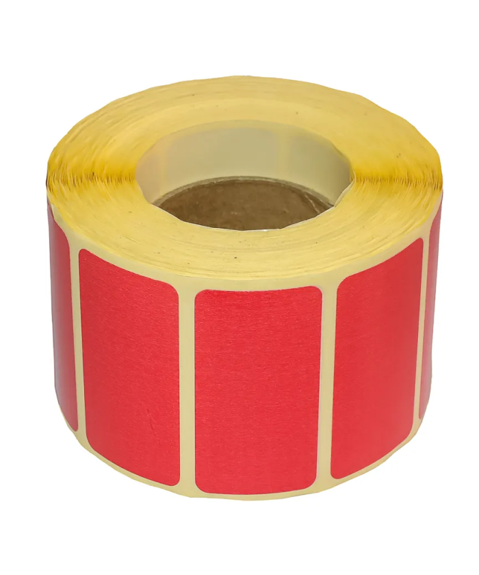 Blank Red Semi-Gloss Labels, 75mm x 28mm, Hotmelt Adhesive, 1000 Labels per Roll