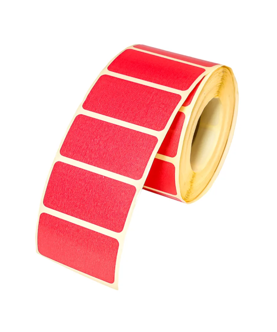 Blank Red Semi-Gloss Labels, 75mm x 28mm, Hotmelt Adhesive, 1000 Labels per Roll