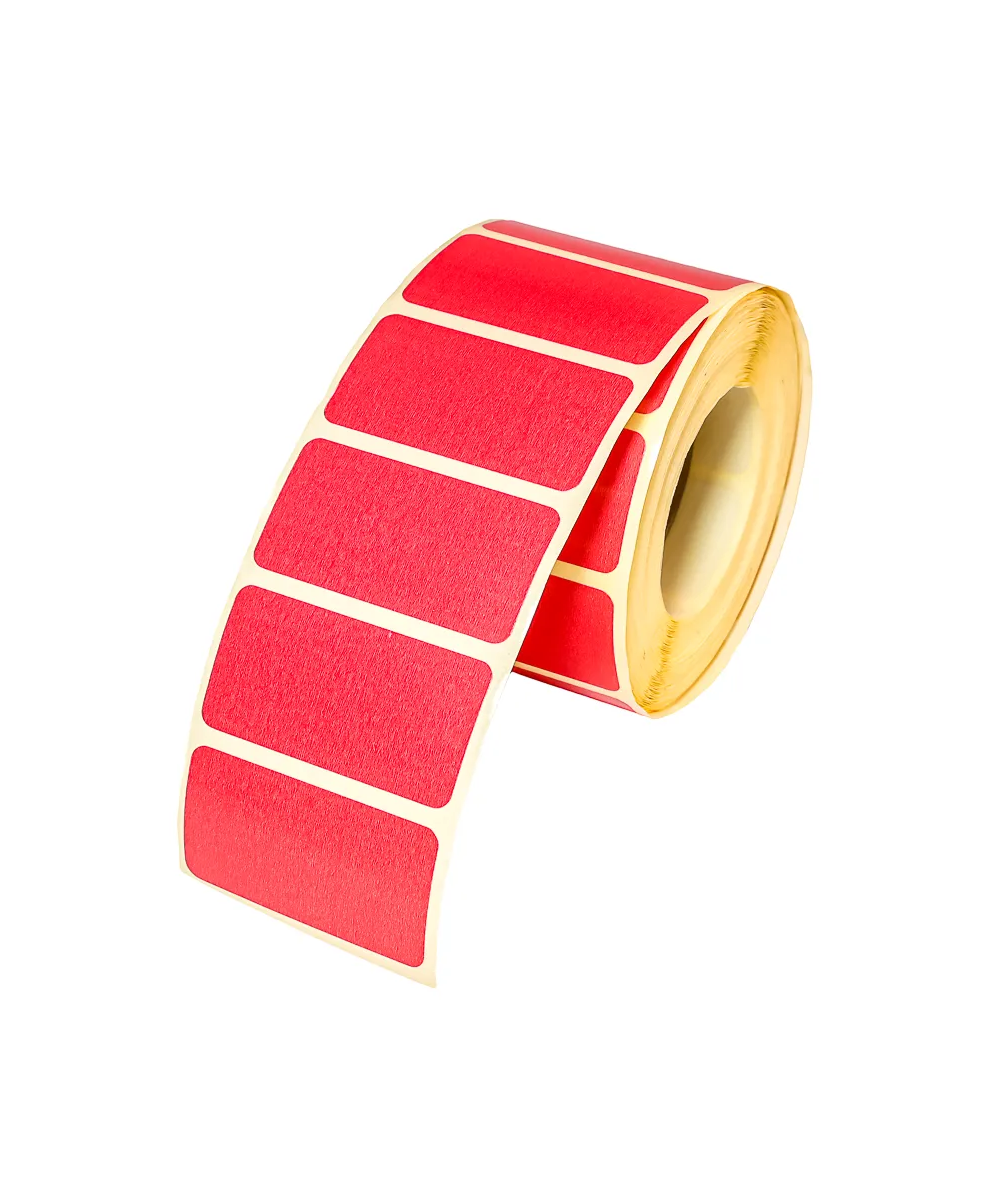 Blank Red Semi-Gloss Labels, 75mm x 28mm, Hotmelt Adhesive, 1000 Labels per Roll