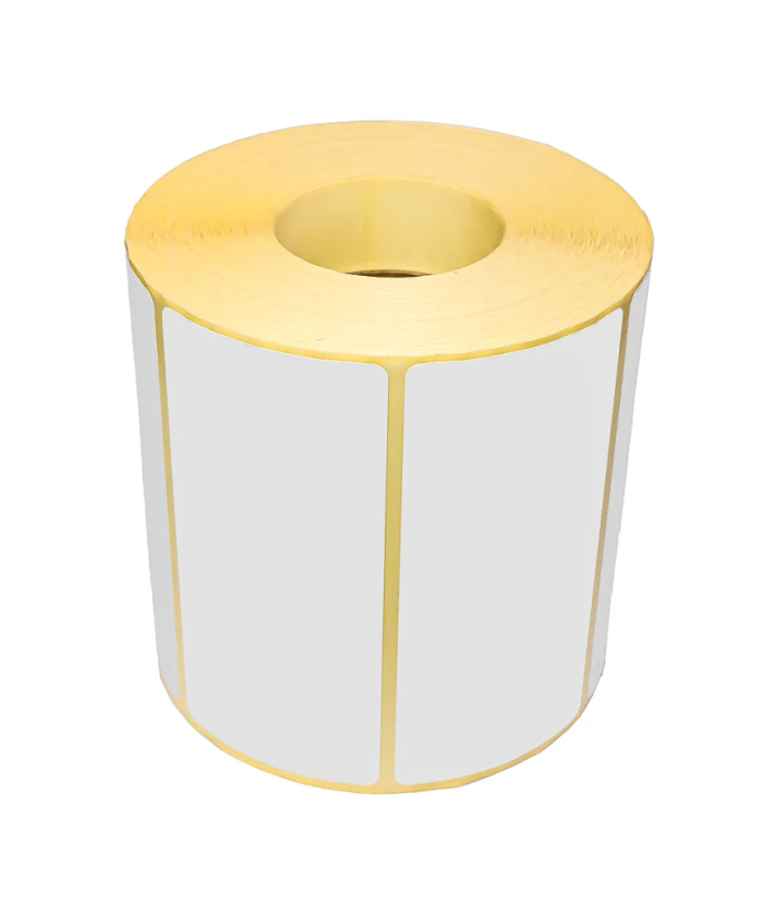 Blank White Polypropylene Labels, 65mm x 36mm, Hotmelt Adhesive, 1000 Labels per Roll