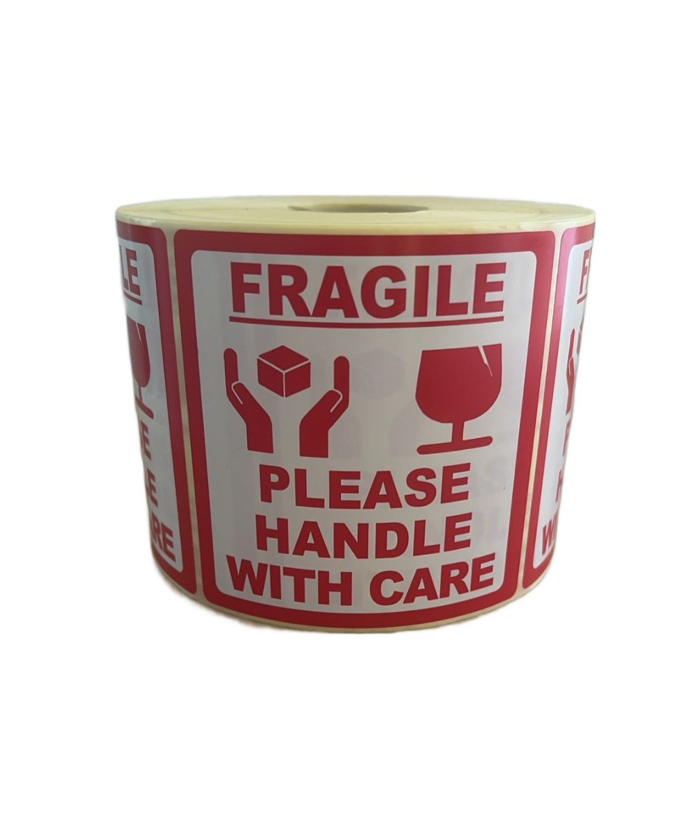 Fragile labels, 100mm x 99mm, 1000 Labels per roll