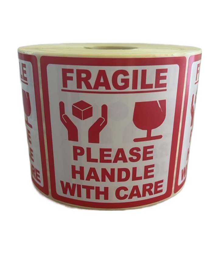 Fragile labels, 100mm x 99mm, 1000 Labels per roll