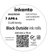 110mm x 74M inkanto CSO APR6 Premium Wax/Resin Thermal Transfer Ribbon Half Inch Core
