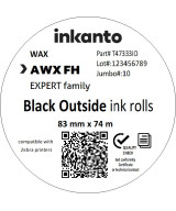 83mm x 74M inkanto CSO AWXFH Thermal Transfer Ribbon Half Inch Core