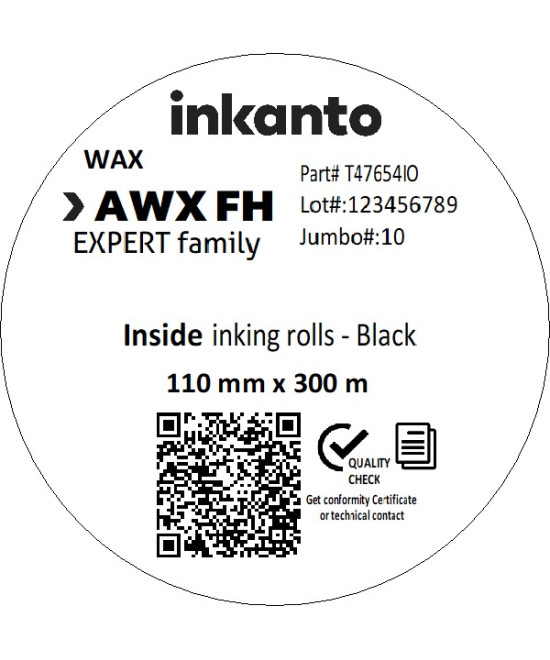 110mm x 300M inkanto CSI AWXFH Premium Wax Thermal Transfer Ribbon 1 Inch Core