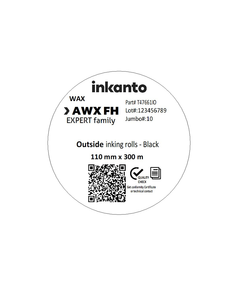 110mm x 300M inkanto CSO AWXFH Premium Wax Thermal Transfer Ribbon One Inch Core
