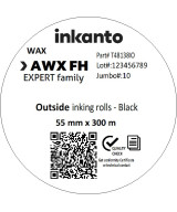 55mm x 300M inkanto CSO AWXFH Premium Wax Thermal Transfer Ribbon 1 Inch Core
