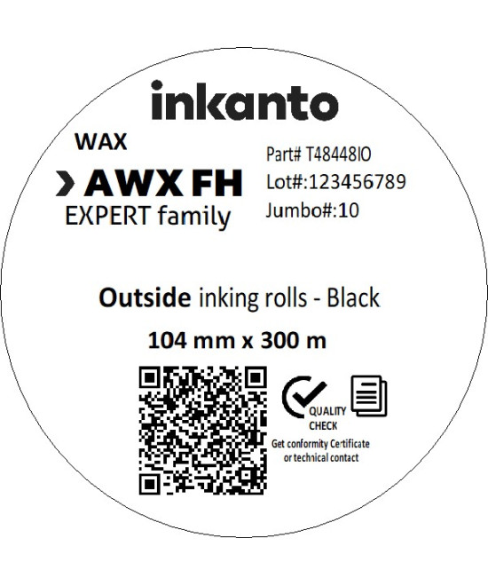 104mm x 300M inkanto CSO AWXFH Premium Wax Thermal Transfer Ribbon 1 Inch Core