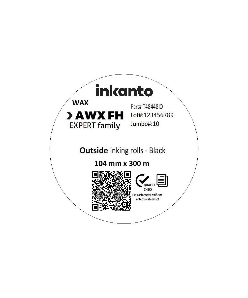 104mm x 300M inkanto CSO AWXFH Premium Wax Thermal Transfer Ribbon 1 Inch Core