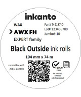104mm x 74M inkanto CSO AWXFH Premium Wax Thermal Transfer Ribbon Half Inch Core