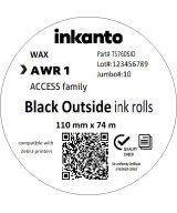 110mm x 74M inkanto CSO AWR1 Economy Wax Thermal Transfer Ribbon Half Inch Core