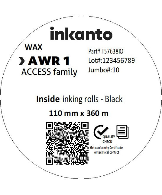 110mm x 360M inkanto CSI AWR 1 Economy Wax Thermal Transfer Ribbon 1 Inch Core