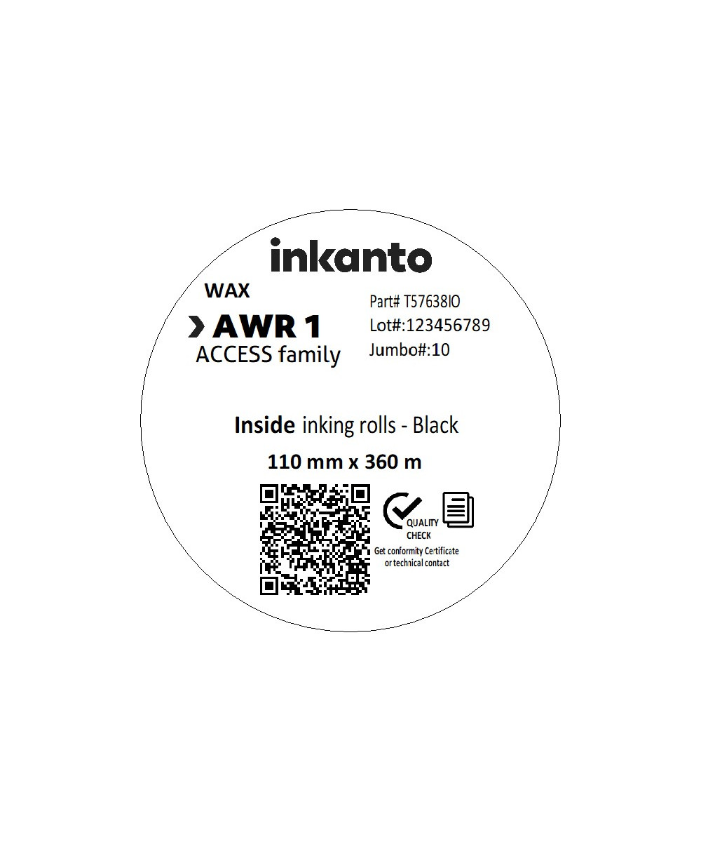 110mm x 360M inkanto CSI AWR 1 Economy Wax Thermal Transfer Ribbon 1 Inch Core