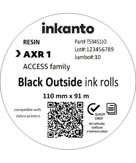 110mm x 91M inkanto CSO AXR1 Wax/Resin Thermal Transfer Ribbon