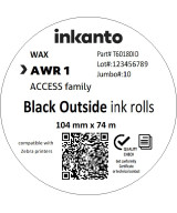 Inkanto Wax Ribbon AWR1 Economy Wax CSO 104mm x 74m Black Half Inch Core