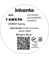 Inkanto Wax Extra AWX FH Premium Wax CSO 83mm x 91m Black Half Inch Core Left Aligned