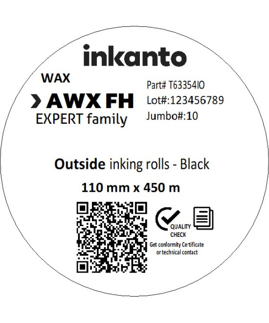 110mm x 450M inkanto CSO AWXFH Premium Wax Thermal Transfer Ribbon 1