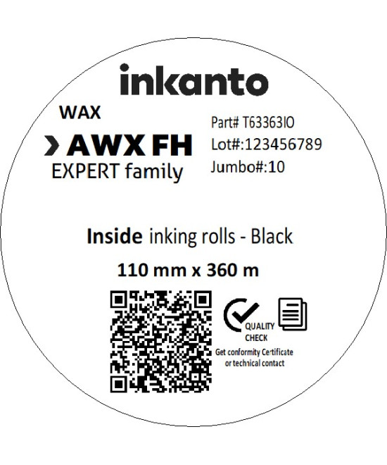 110mm x 360M inkanto CSI AWXFH Premium Wax Thermal Transfer Ribbon 1 Inch Core
