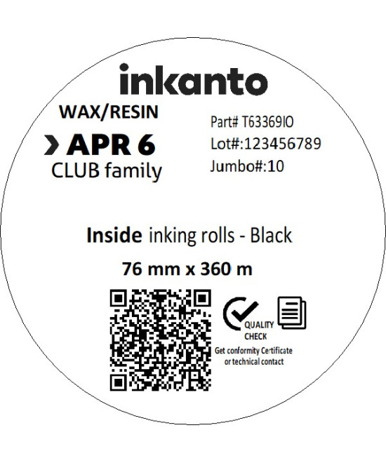 Inkanto CSI APR6 76mm x 360M Premium Wax/Resin Thermal Ribbon