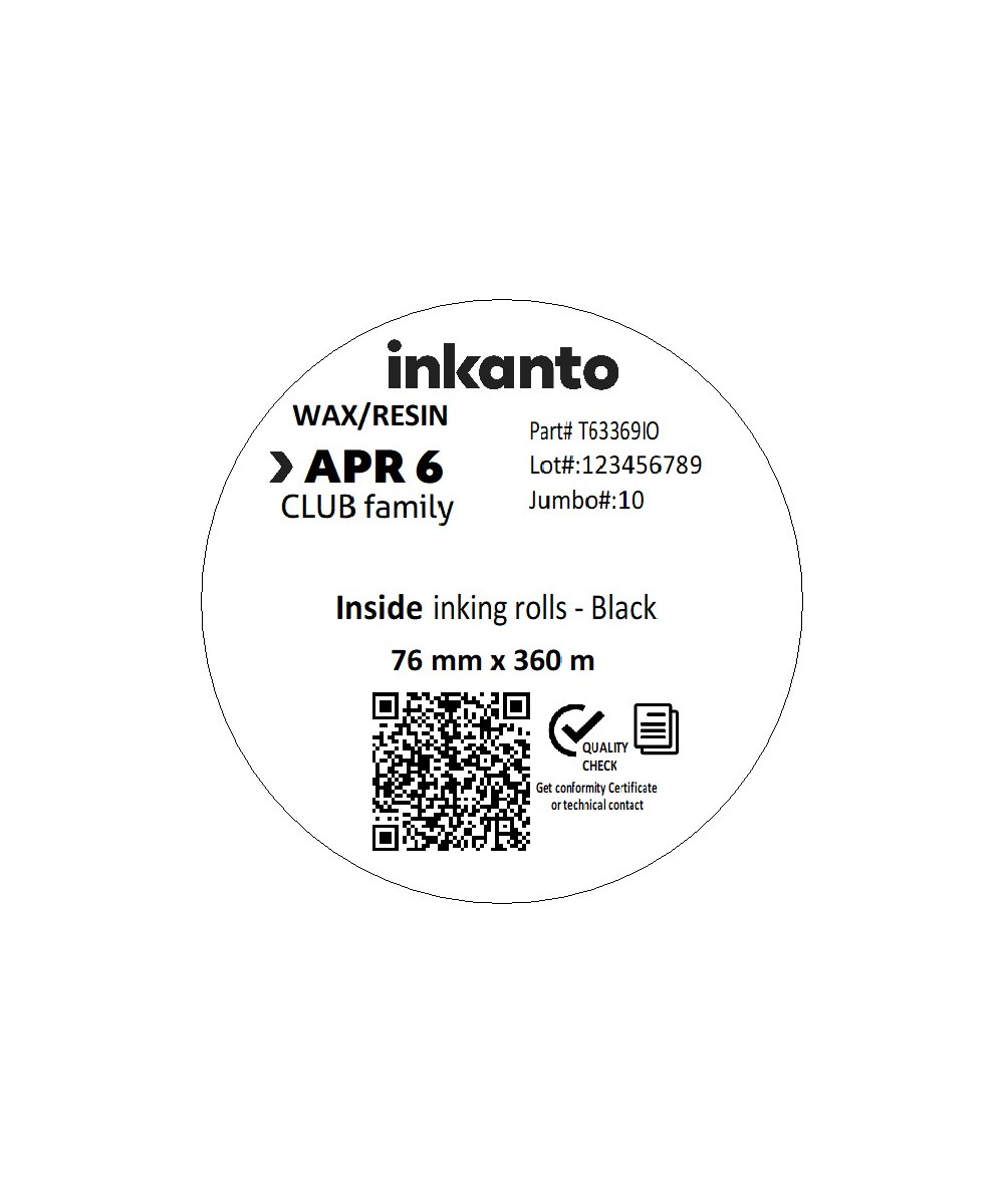 Inkanto CSI APR6 76mm x 360M Premium Wax/Resin Thermal Ribbon