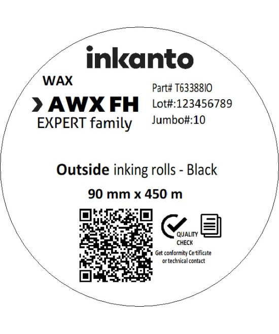 90mm x 450M inkanto CSO AWXFH Premium Wax Thermal Transfer Ribbon 1 I