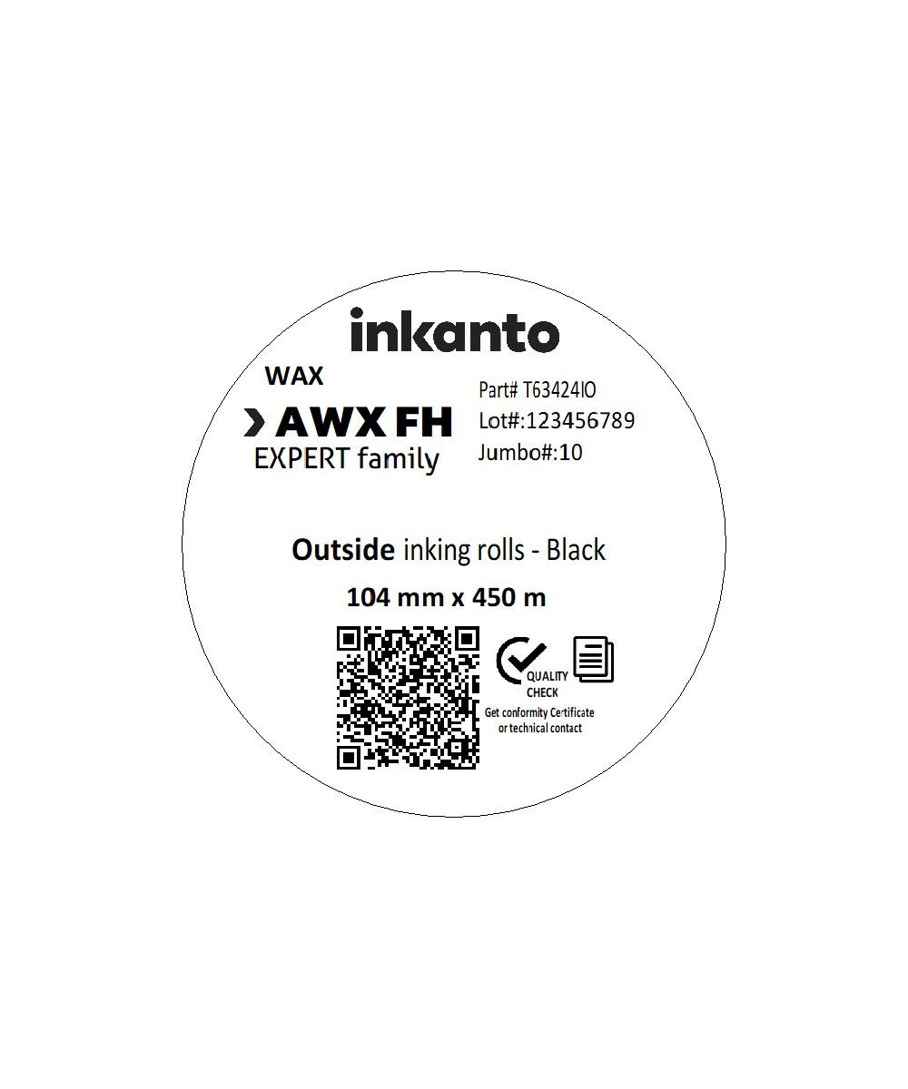 104mm x 450M inkanto CSO AWXFH Premium Wax Thermal Transfer Ribbon 1 Inch Core