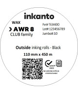 110mm x 450M inkanto CSO AWR8 Standard Wax Thermal Transfer Ribbon 1 Inch Core