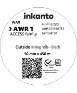 90mm x 450M inkanto CSO AWR 1 Economy Wax Thermal Transfer Ribbon 1 Inch Core