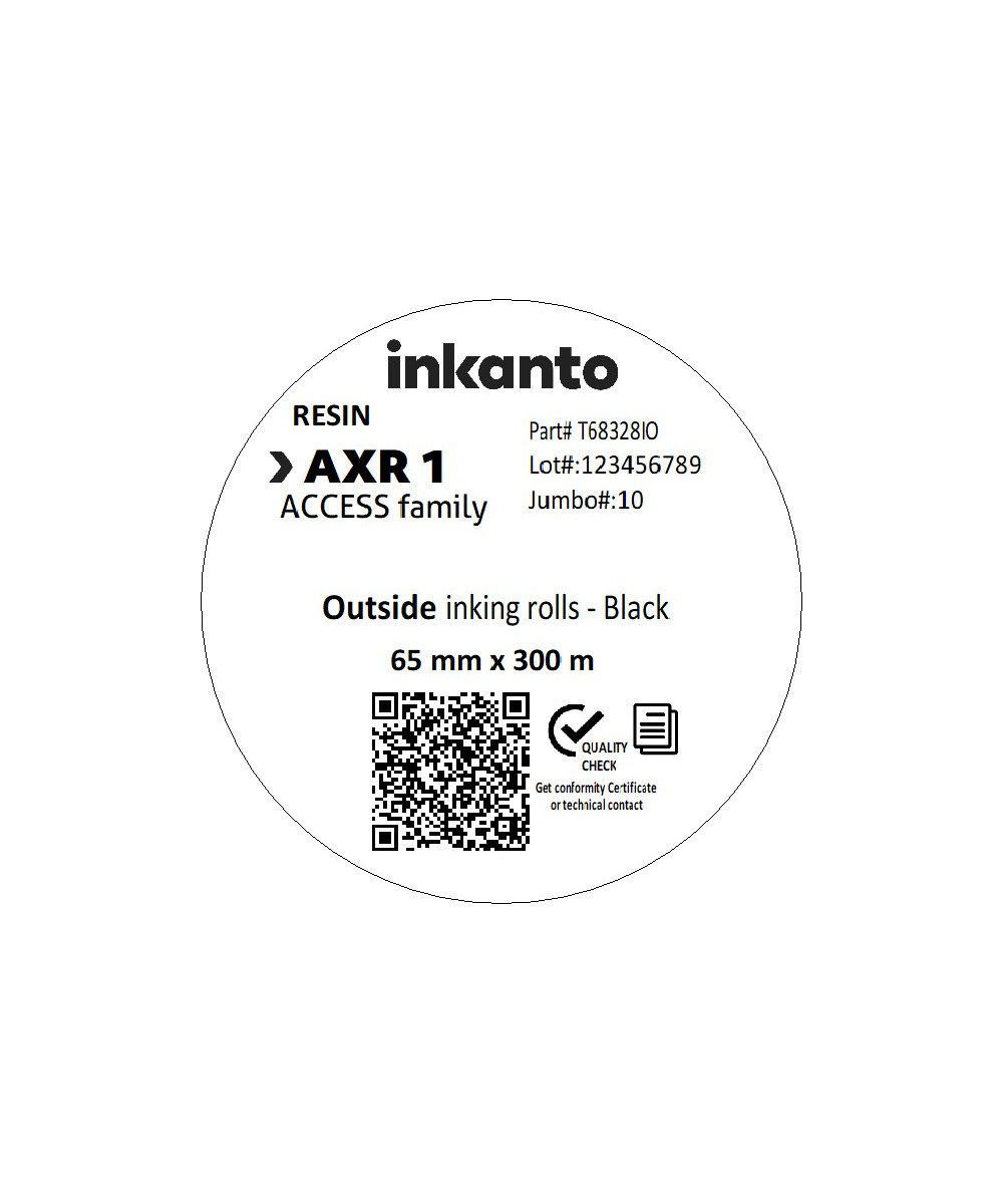 65mm x 300M inkanto CSO AXR1 Resin Thermal Transfer Ribbon 1 Inch Core