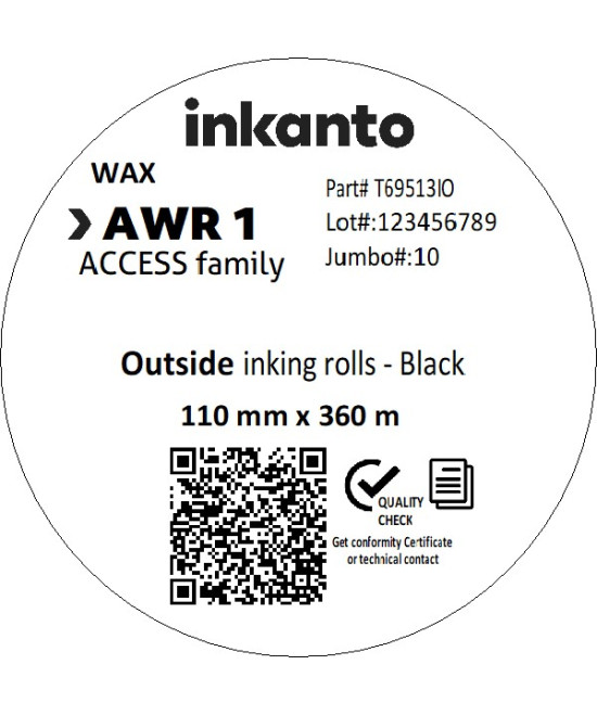 110mm x 360M inkanto CSO AWR1 Economy Wax Thermal Transfer Ribbon