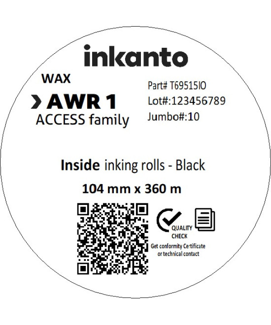 Inkanto AWR1 Economy Wax Thermal Transfer Ribbon 104mm x 360m Black