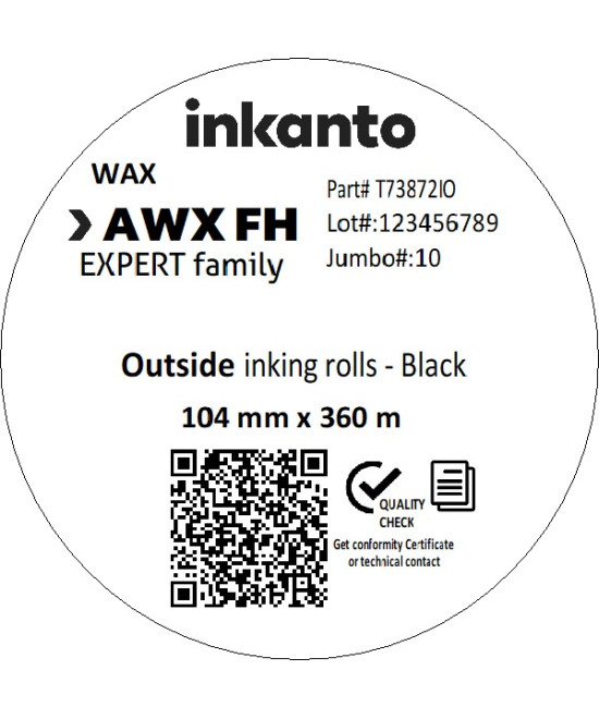 104mm x 360M inkanto CSO AWXFH Premium Wax Thermal Transfer Ribbon 1 Inch Core