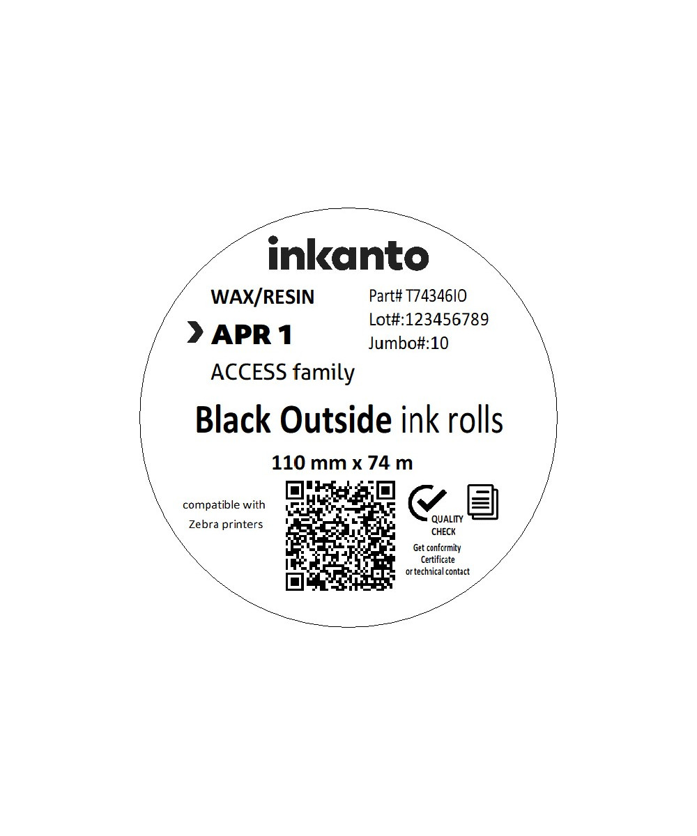 110mm x 74M inkanto CSO APR1 Wax/Resin Thermal Transfer Ribbon