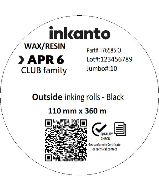 110mm x 360M inkanto CSO APR6 Wax/Resin Thermal Transfer Ribbon 1 Inc
