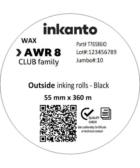 55mm x 360M inkanto AWR8 Standard Wax CSO Thermal Transfer Ribbon