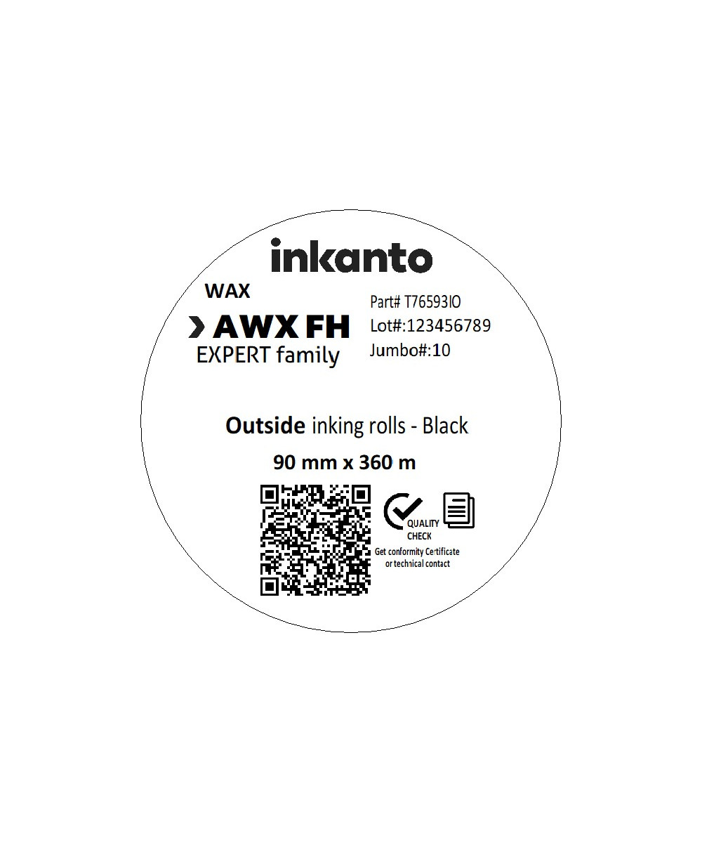 inkanto CSO AWXFH Premium Wax Thermal Transfer Ribbon 90mm x 360M