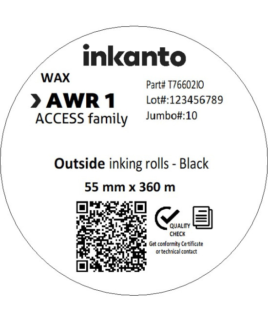 Inkanto CSO AWR1 55mm x 360M Economy Wax Thermal Transfer Ribbon