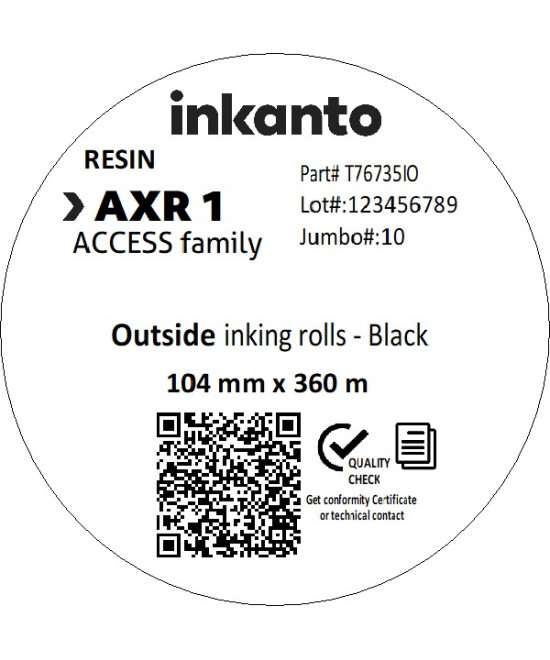 104mm x 360M inkanto CSO AXR1 Standard Resin Thermal Transfer Ribbon Half Inch Core