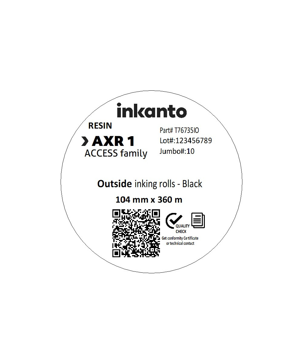 104mm x 360M inkanto CSO AXR1 Standard Resin Thermal Transfer Ribbon Half Inch Core