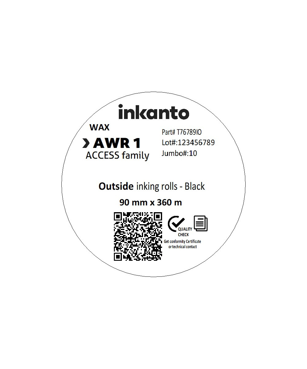90mm x 360 M inkanto CSO AWR1 Economy Wax Thermal Transfer Ribbon 1 I
