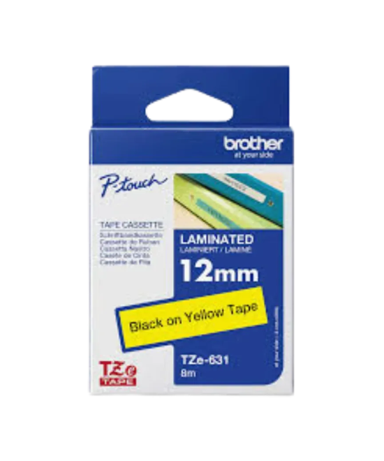 Brother TZe 631 Black on Yellow 12mm Label Tape